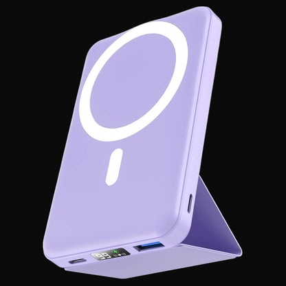 10,000Mah Magnetic Wireless Power Bank with LED Display | 22.5W Fast Charging Magsafe Battery Pack with Stand | Compatible with Iphone 17/16/15/14/13/12 Series | Portable Charger Foldable Lithium Ion Travel Essential Usb Type