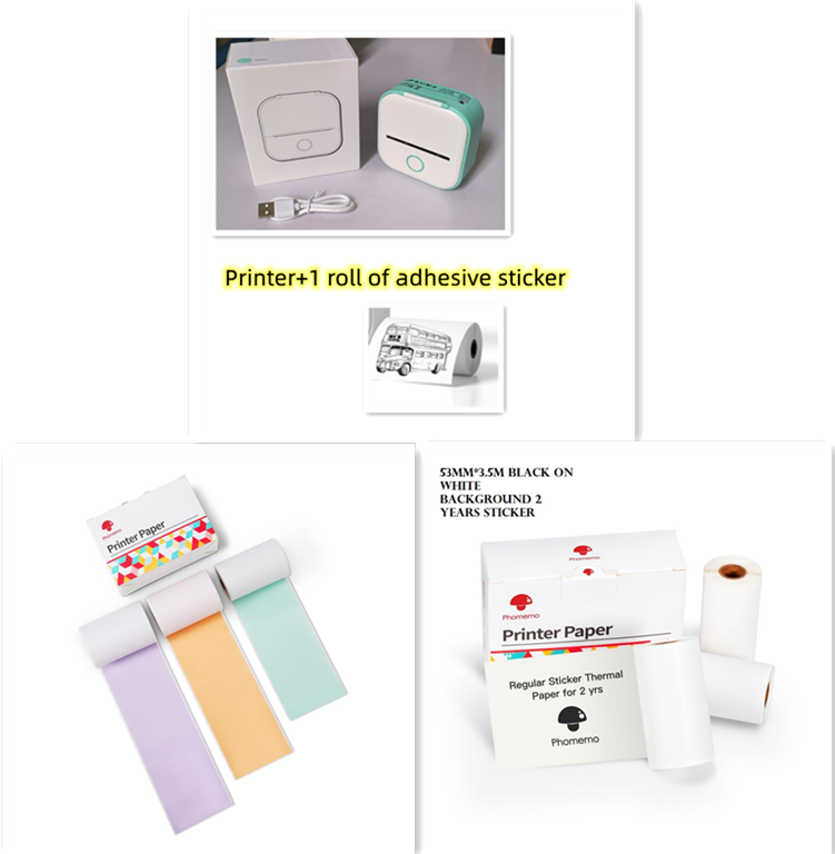 Portable Mini Thermal Label Printer Home Photo Printer Student Wrong Question Printer Bluetooth-Compatible Mini Label Printer Price Tag