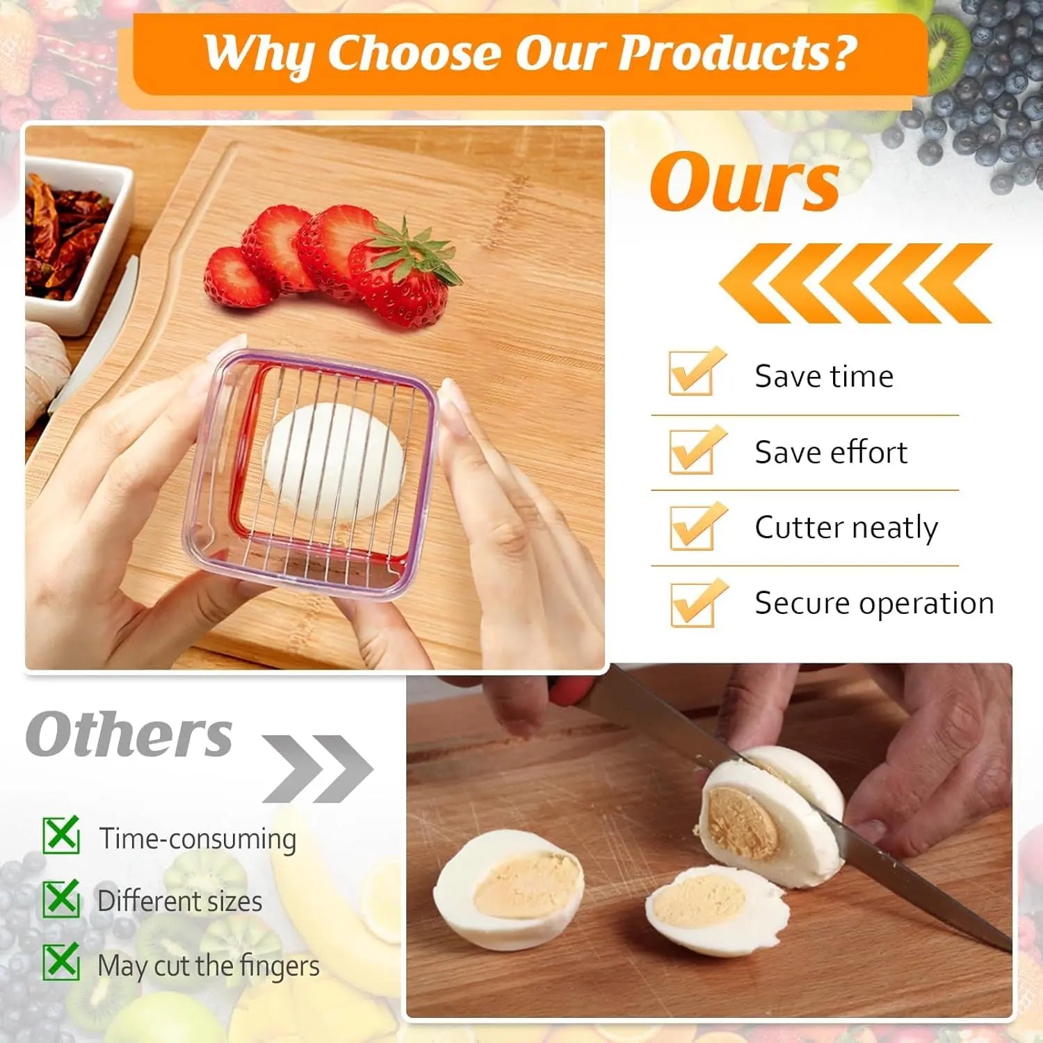 Cup Slicer Fruit Strawberry Cutter: Strawberry Slicer with Push Plate- Stainless Steel Cup Slicer, Quickly Making Fruits Vegetable Egg Banana Salad, Kitchen Portable Slicing Tool Cutting Gadget Cute Modern